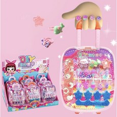 女孩DIY繽紛美甲彩繪戒指行李箱組 - 兒童美甲玩具套裝，角色扮演，培養創造力, 橘