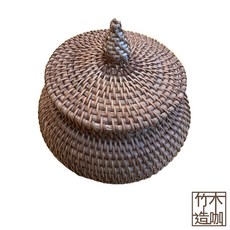 竹木造咖 精編藤寶盒 收納盒 珠寶盒 飾品盒 藤編盒, 1個