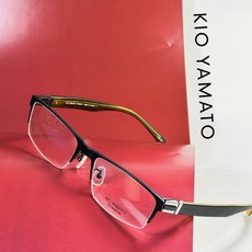 KIO YAMATO 純鈦彈簧鉸鏈黑框長方半框手工框 KP-332