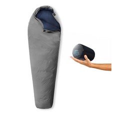 700FP C2102超輕量羽絨睡袋 250g 白鴨絨 YKK半開拉鍊 旅行 露營 登山 健行 春夏款薄睡袋, 灰色, 1個