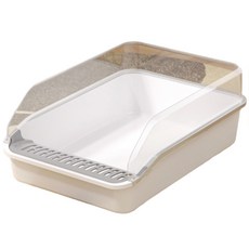 半封閉式大空間防濺砂貓砂盆, 白色, 1個