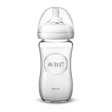 PHILIPS AVENT 新安怡 玻璃奶瓶 240ml, 透明, 第2階段(1個月以上)
