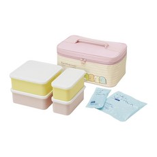 Skater 野餐便當盒 4個+保溫提袋+保冷劑 2個組, 1組, 角落生物