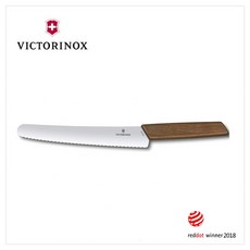 VICTORINOX 瑞士維氏 Swiss Modern 麵包和糕點刀 22cm 胡桃木, 1個