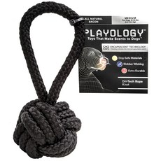 PLAYOLOGY 寵物狗用培根味繩結玩具 M號 6.8~15.9kg, 1個, 黑色的