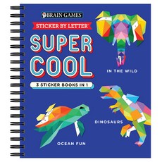 Brain Games - Sticker by Letter: Super Cool - 3 Sticker Books in 1 (in the Wild Dinosaurs Ocean Fun) Spiral, New Seasons, 英文, 螺旋裝訂