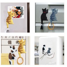 貓尾巴造型磁鐵冰箱貼掛勾, 貓尾巴-黑白貓