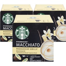 STARBUCKS 星巴克 雀巢多趣酷思咖啡膠囊 馬達加斯加香草瑪奇朵黃金烘焙 牛奶膠囊6顆+咖啡膠囊, 3個