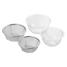 YOSHIKAWA 吉川 New Kitchen Basic透明攪拌碗+瀝水籃組, 1個, 2個球+2個篩子