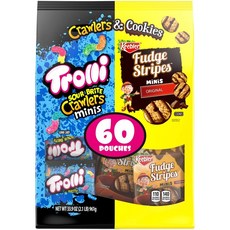 Trolli 酸甜軟糖&迷你餅乾綜合包, 1包, Sour Brite Crawlers+Fudge Stripes