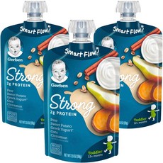 Gerber 嘉寶 Strong蔬果優格泥 99g, 梨子地瓜希臘優格燕麥肉桂口味, 3包