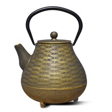 老荷蘭鑄鐵 Orimono 茶壺 41 盎司, 1.2L, 黑色+金色