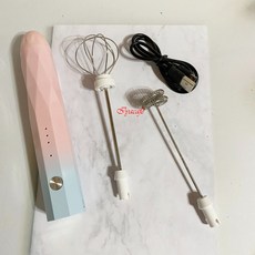 愛鴨咖啡 USB充電款電動奶泡機/牛奶攪拌器, 粉藍漸層