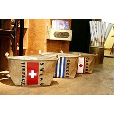 BO雜貨 韓風棉麻復古國旗收納袋 多功能衣物雜物收納箱 居家整理籃, 澳洲