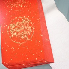 紅宣紙七言圖騰對聯紙 DIY空白金點萬年紅春聯紙, 一包入(100張)