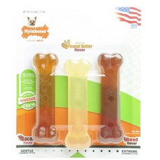 Nylabone 寵物用骨頭造型磨牙棒 7kg以下, 1個, 棕+白