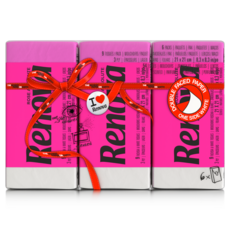 Renova抽取式清潔用手帕紙巾-桃紅色（玫瑰）, 1包, 6包