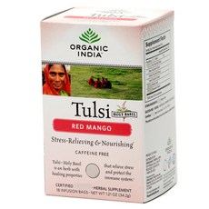 ORGANIC INDIA 無咖啡因紅芒果風味聖羅勒茶, 18件, 1.9克