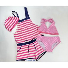 SINGNIER 三件式連身泳衣 遮肚顯瘦學生泳裝 泡湯親子可愛比基尼, M
