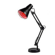 110V遠紅外線熱敷燈 家用遠紅光烤燈 保暖舒緩疲勞可調式支架, 黑色檯燈式, LB-0150