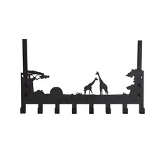 免打孔門後掛勾 鐵藝無痕掛勾 足球造型掛衣架 帽子鑰匙 八連掛勾, 長頸鹿, 1個