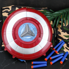 盾牌軟彈槍 軟彈玩具槍 角色扮演 手動發射器 兒童玩具 男孩玩具 兒童禮物, 藍紅色, 1個