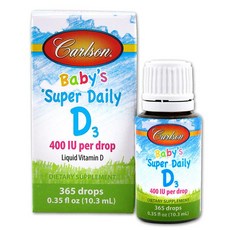 Carlson Super Daily維他命D3 400IU滴劑, 1瓶, 10.3ml