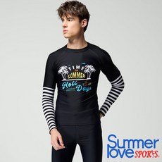 夏之戀SUMMERLOVE SPORT大男長袖衝浪裝上衣C23913，長袖防曬透氣快乾，時尚印花設計，水上運動首選, 04-2L