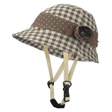 Capor設計漁夫款安全帽, 1個, 山茶花格紋棕色