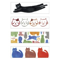 KING JIM HITOTOKI 美紋和紙膠帶 40張, 1個, 貓