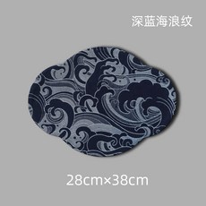 雲朵海浪頌缽巾/頌缽席 頌缽周邊配件 自我空間必備 缽墊 (28cmx38cm), 深藍