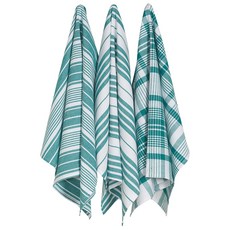 now DESIGNS 格紋印花洗碗巾, 3片, 孔雀綠