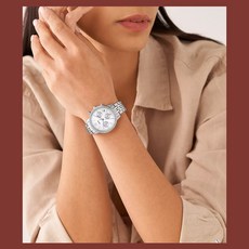 FOSSIL Neutra 晶鑽計時腕錶，雙色錶帶，珍珠母貝錶盤，時尚女錶