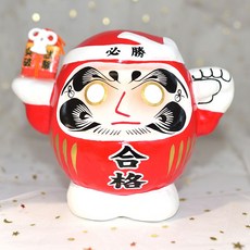 合格必勝達摩不倒翁，群馬縣高崎生產，日本製，試驗突破，高13x17cm, 紅色, 1個