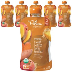 Plum organics 兒童果泥, 芒果地瓜蘋果小米口味, 99g, 6包