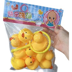 玩具先生 12入小號黃色小鴨洗澡玩具組 趣味撈魚遊戲, 7.5*6cm小鴨撈網組