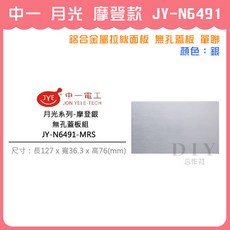 中一 月光摩登款 JY-N6491 鋁合金拉絲面板 無孔蓋板 單聯 (金/銀/灰/黑), 摩登款 銀, 1個