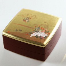 日本傳統工藝山中漆器 雙層分格金箔果盒/餐盒