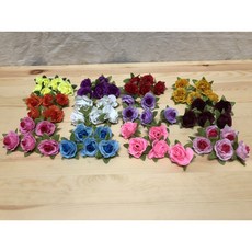 原住民頭花材料 / 帶葉小玫瑰 / 人造玫瑰 / 塑膠花 / 花環材料 / 花圈材料 / 排灣族 / 魯凱族 / 卑南族, 雙色粉紅,F