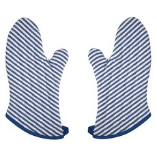 now DESIGNS 素色絎縫隔熱手套 2件組, 1個, 窄條紋寶藍色