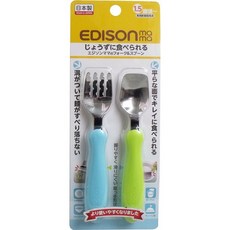 Edison 寶寶學習餐具, フォーク&スプーン, 藍+綠, 1個