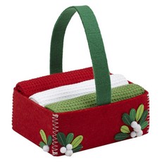 DESIGN IMPORTS 槲寄生氈毛巾禮品套組廚房十字架, 1個, 混色