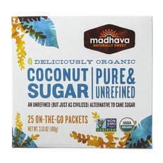 madhava NATURALLY SWEET 椰子糖，純淨和未精製 25 支, 1個, 100g