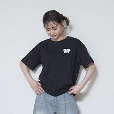 LOVETOXIC 棉質後背女孩圖案印花短袖圓領T恤