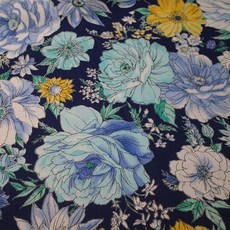 氣質藍大片花布 純棉手作布料, 詳見包裝, 詳見包裝