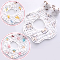 寶寶純棉八層紗布圍兜360度花瓣雙面可用旋轉口水巾嬰兒圍嘴