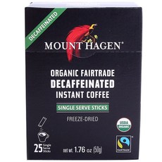 MOUNT HAGEN 公平貿易低咖啡因即溶咖啡單份隨身包 25入, 50克, 2g, 1個