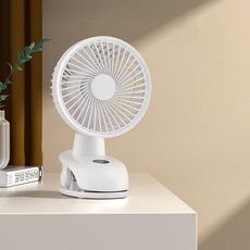 USB充電夾式風扇 靜音 LED電量顯示 可拆洗, 簡約白-升級版 (自動擺頭款)
