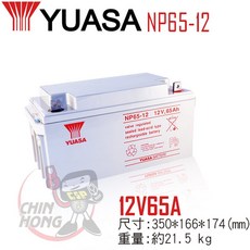 YUASA 湯淺 NP65-12 12V65AH 閥調密閉式鉛酸電池 UPS不斷電 露營 海釣, 1個