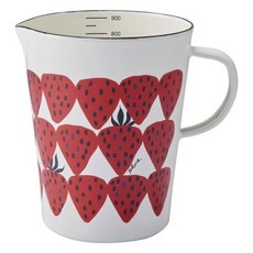 plune. 日本產琺瑯量杯 趣味草莓款 L, 1個, 950ml, 白紅草莓